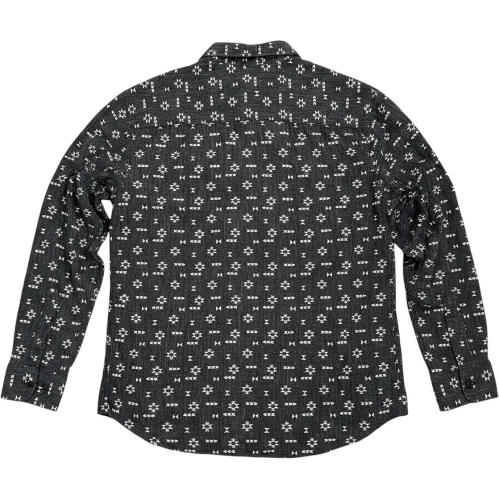Shouthouse Mens Sz L Faded Black Aztec Geometric Print Cotton Button Down Shirt - Picture 2 of 7